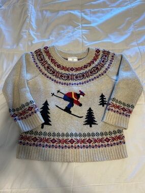 Hanna Andersson Cream Sweater with Red, Blue & Yellow Fair Isle